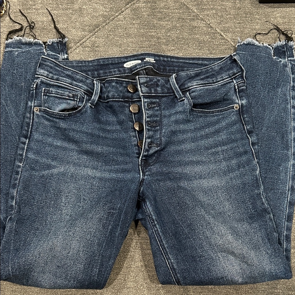 Old Navy Women's Dark Blue Skinny Button-Fly Jeans